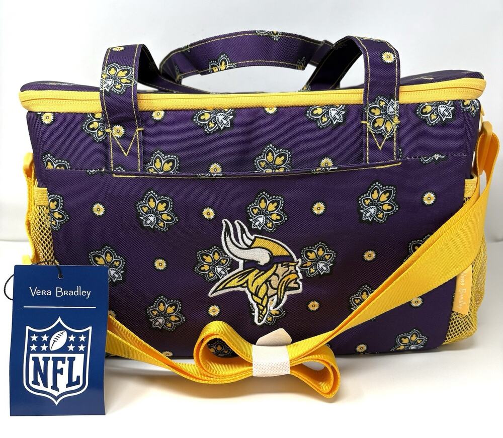 Vera Bradley NFL Minnesota MN Vikings XL Lunch Cooler OR Holds 12 Cans With Ice